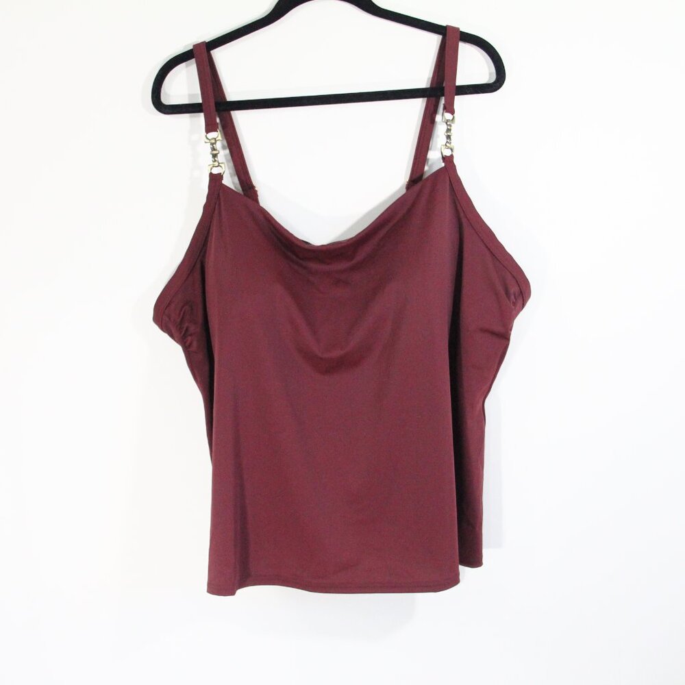 Women Plus Size Swimsuit Top 26W Lands' End Tankini Shelf Bra Swimming
